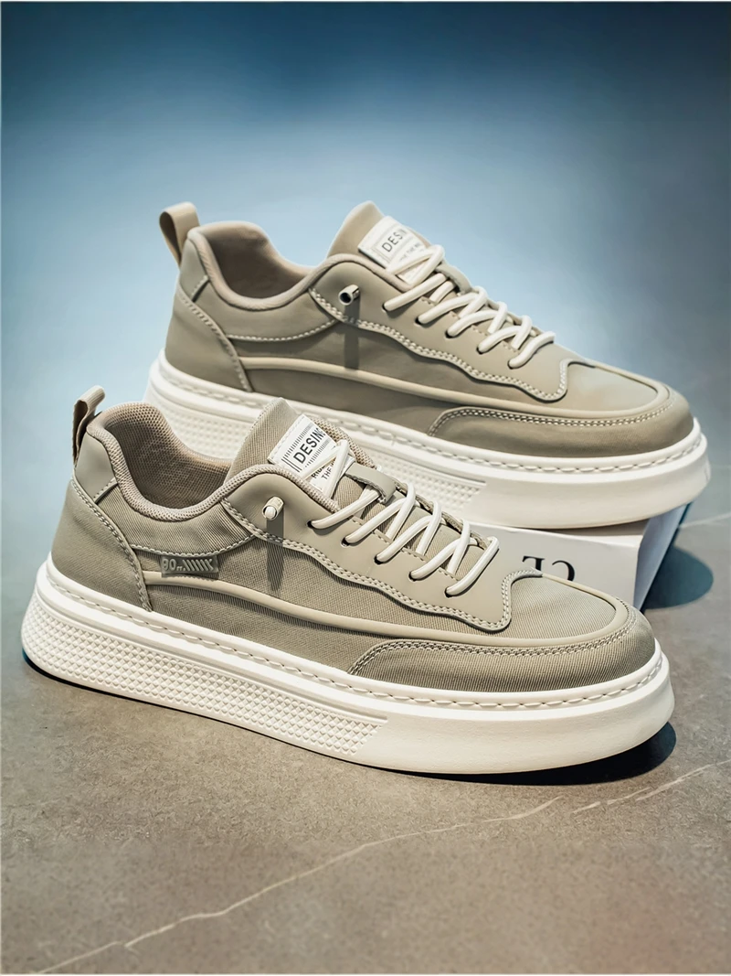 

Men's Summer New Ice Silk Canvas Shoes Casual Lightweight Board Shoes Heightening Sports Canvas Shoes Easy Wear round Toe