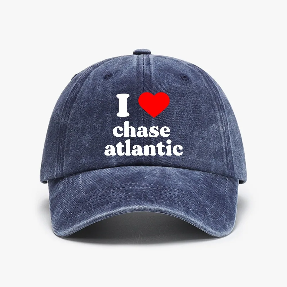 I Love Chase Atlantic baseball cap men women Outdoor casual Washed denim caps summer Adjustable Sun Protection Snapback hats