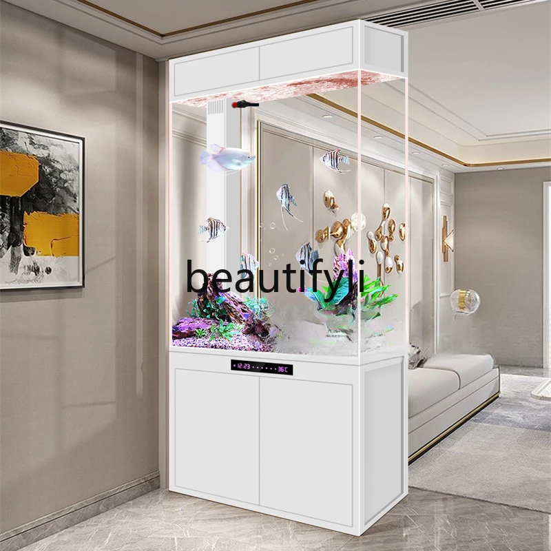 

Living room entrance entrance cabinet modern light luxury office partition bottom filter aquarium free of water change