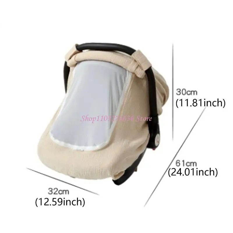 Infant Carseat Canopy with Breathable Window Baby Strollers Cover for Boys and Girls Windproof Basket Sunshade view 6