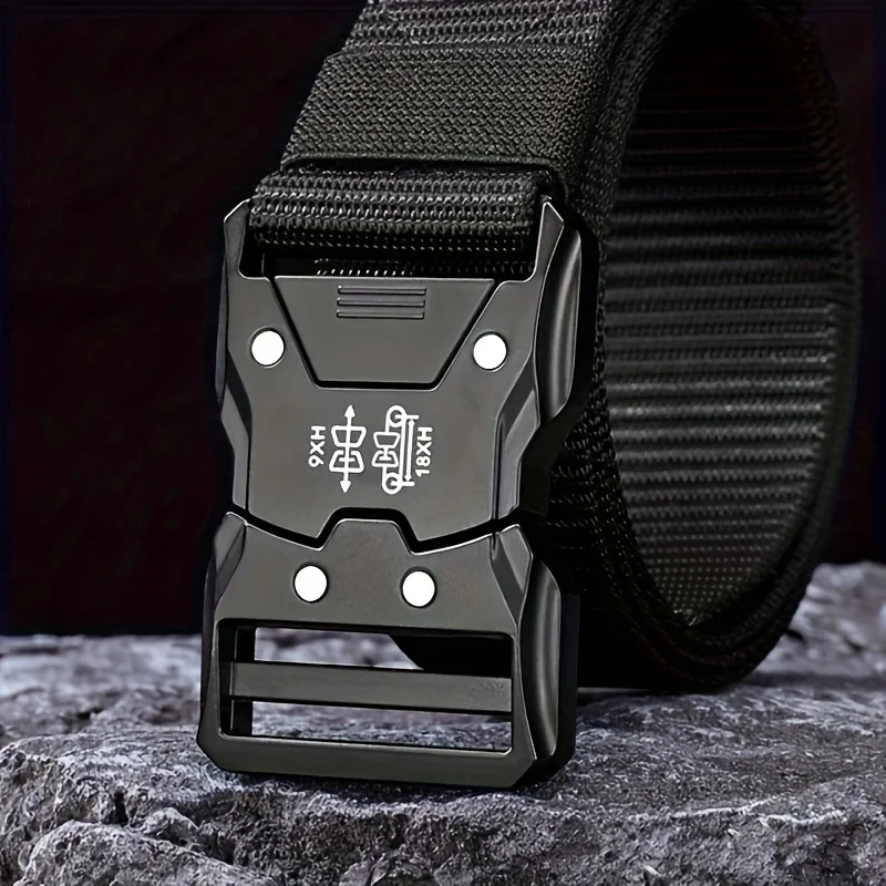 High quality tactical belt for men fashionable business trend outdoor sports canvas breathable and wear-resistant belt for men image 5