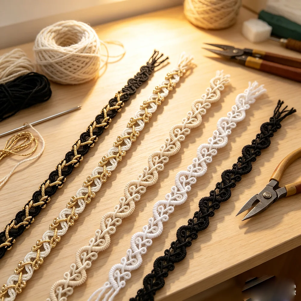 5m/16.4ft Each Pack Gold Silver Lace trims Curve Weaving Edge centipede Festive Decorations Handmade DIY sewing Crafts ribbons