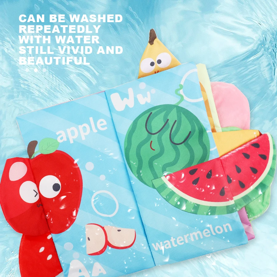 Libro di stoffa 3D per bambini Libro di stoffa morbida giocattolo con coda di animale per l'educazione precoce dei bambini Giocattolo di illuminazione cognitiva Regalo per neonati