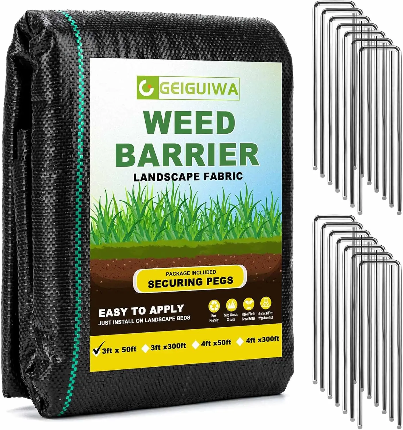 

Прочная геоткань для защиты от сорняков, 3 фута x 50 футов, тканый геотекстиль для сада и подъездных дорог