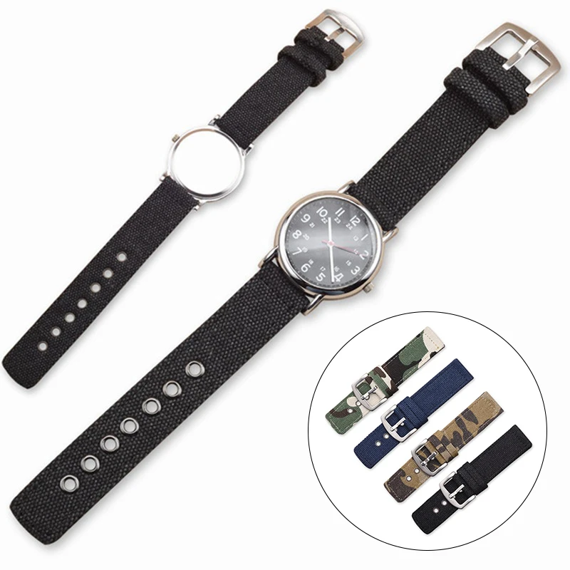 Watch Accessories Watch Band For Men Women Camouflage Replacement Watchband 18mm/20mm/22mm/24mm With Pin Buckle Nylon Strap