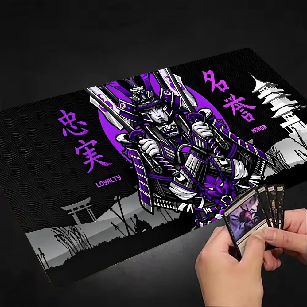 Purple Samurai Pagoda Gaming Mouse Pad Non Slip Rubber Base Precision Tracking Table Mat For Japanese Style Gaming