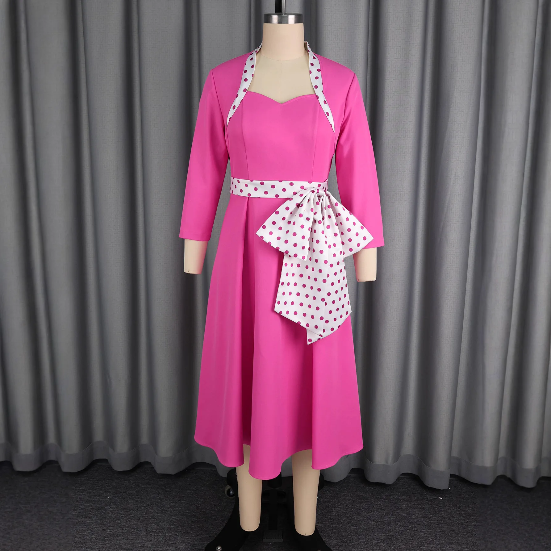 

Elegant Dashiki African Dresses for Women Autumn African Women 3/4 Sleeve Polyester Party Evening Midi Dress Africa Clothing