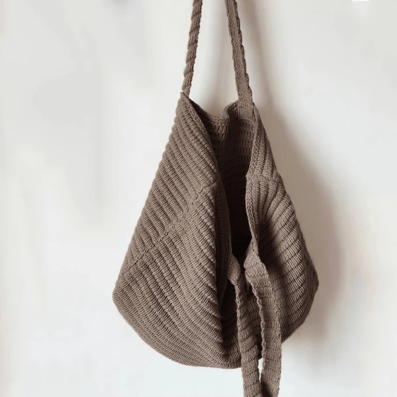 حقائب كتف كلاسيكية عالية السعة للنساء حقيبة تسوق غير رسمية عتيقة تحت الإبط محبوكة حقائب تسوق جمالية #1