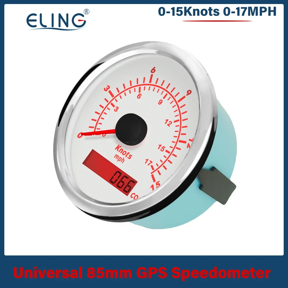 ELING New 0-15Knots 0-35Knots 70Knots Universal 85mm Waterproof Marine GPS Speedometer with Red Backlight 12V 24V for Ships Boat