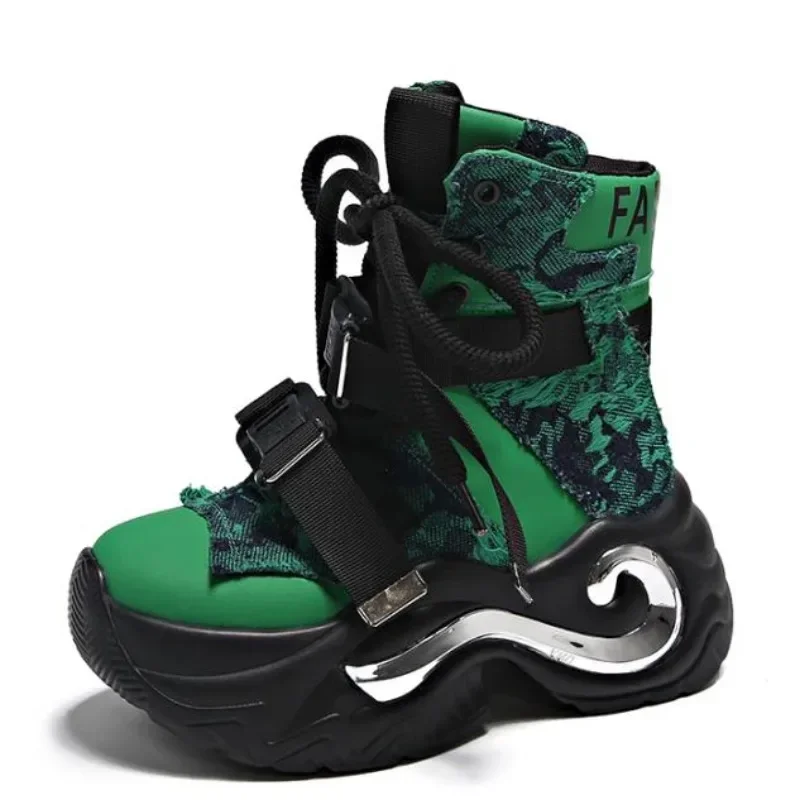 

Женские зимние ботинки, зимние высокие кроссовки на платформе, новинка 2024, спортивные ботильоны для женщин, 8 см, нескользящая теплая обувь на массивном меху