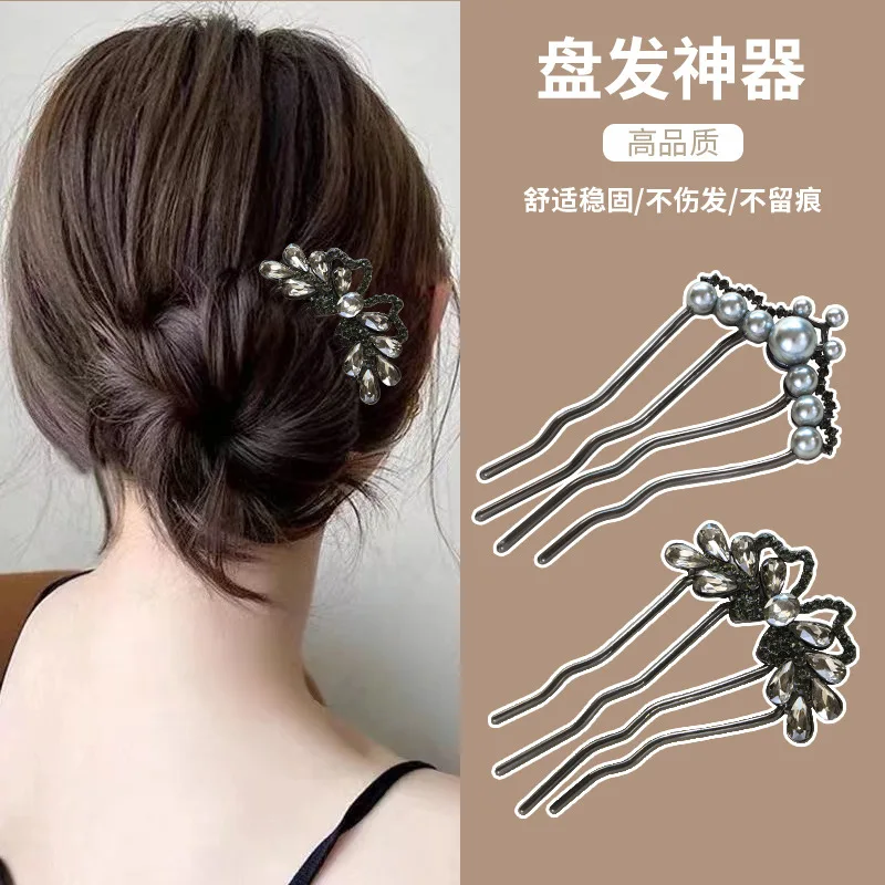 

High-end sense gun black flower hairpin new Chinese hairpin women ancient style hairpin temperament hairpin hair comb daily hair