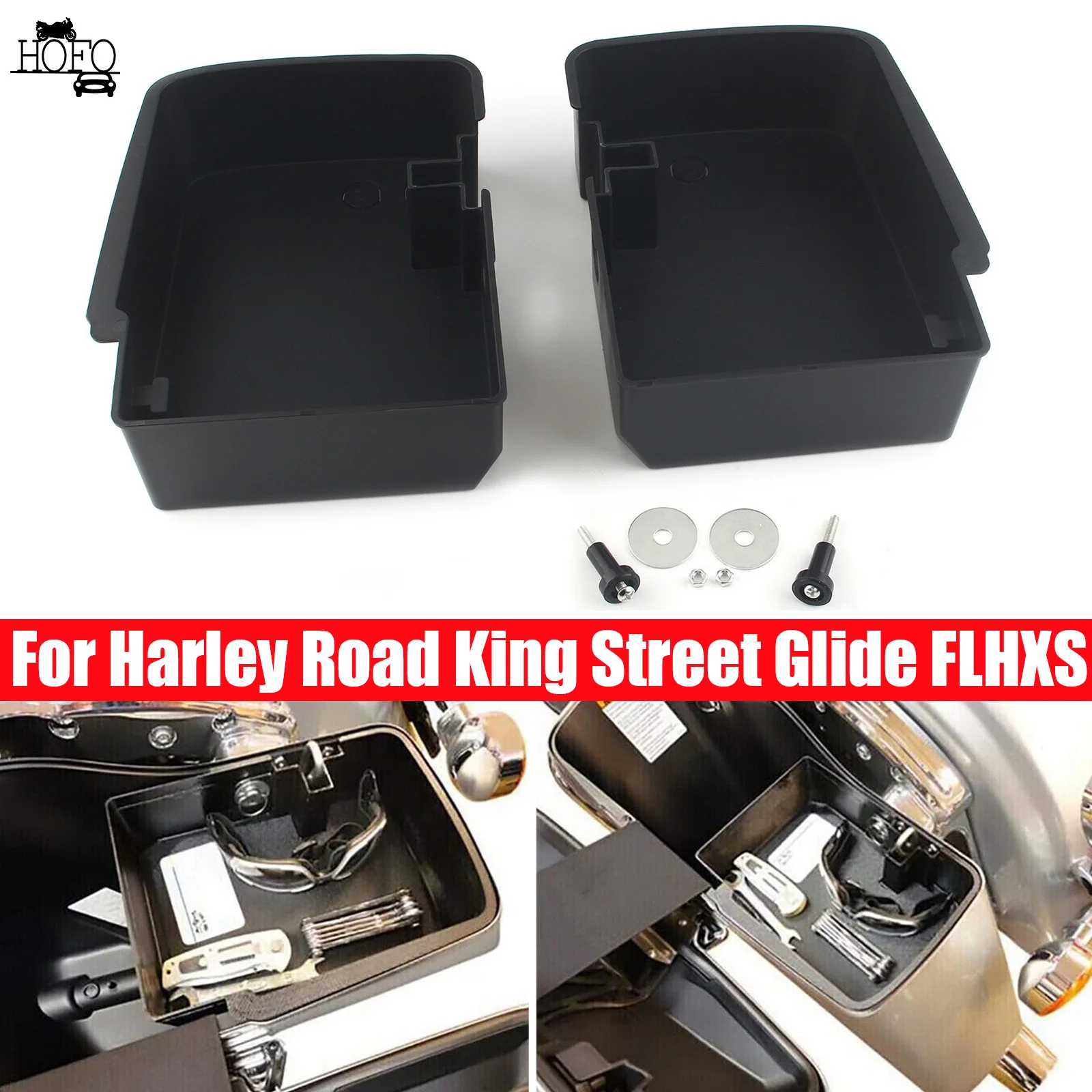 

Motorcycle Black Saddlebag Tray Organizer For Harley Street Glide Ultra Classic FLHTCU FLHR