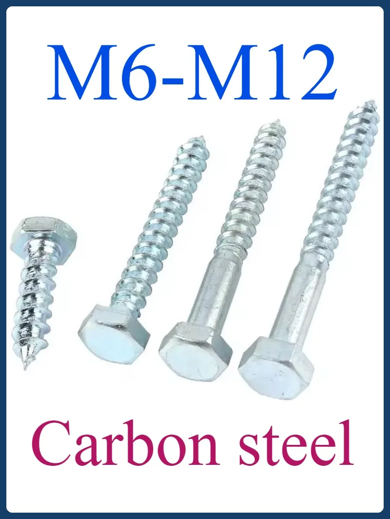 

M6 M8 M10 M12 Self-Tapping External Hex Screw Bolt Zinc plated Hexagon Head Wood Screws,Galvanized Carbon Steel