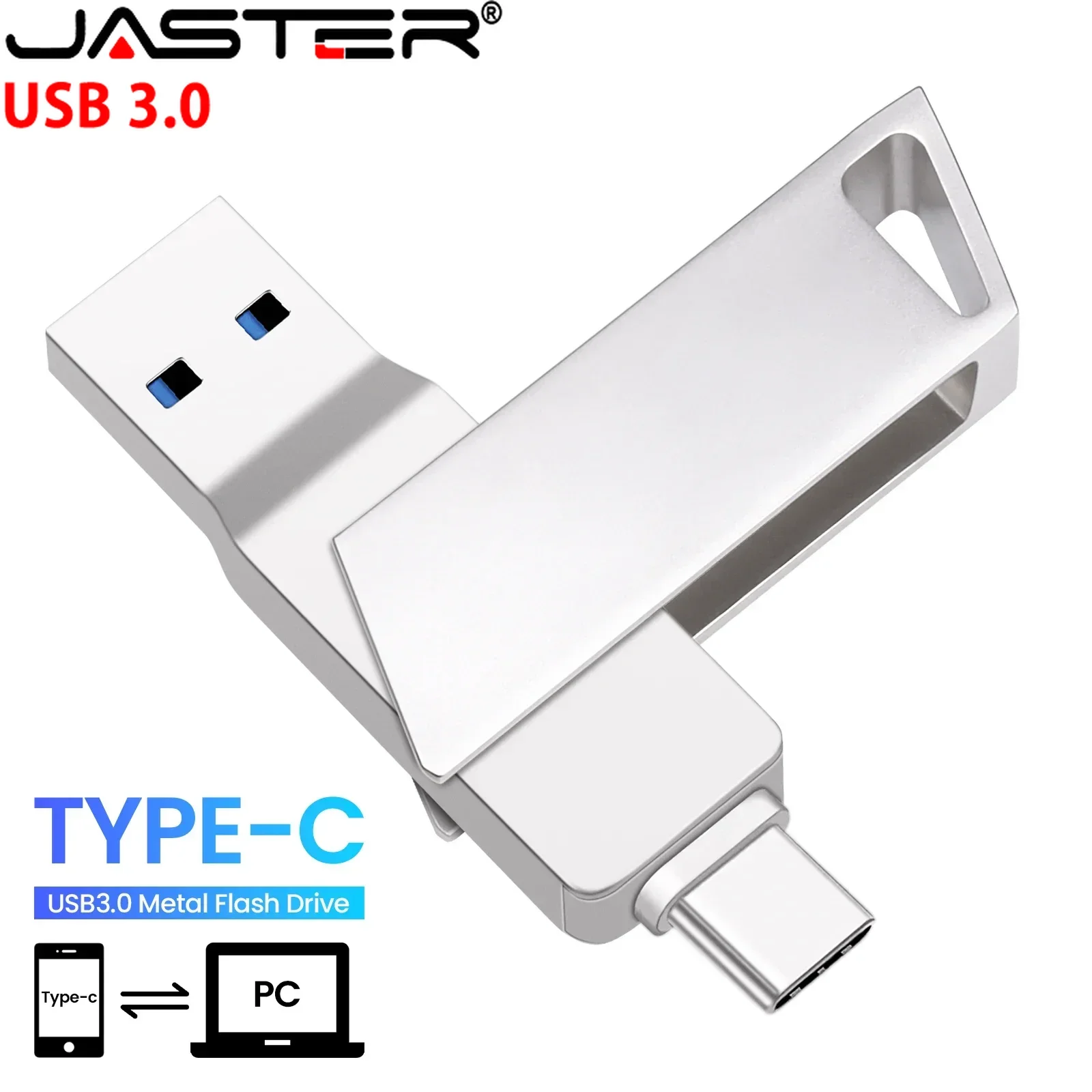 

Высокоскоростная флешка USB 3.0 Type-C, 256 ГБ (реальная емкость), 128 ГБ, 64 ГБ, серебристая, поворотная, металлическая.