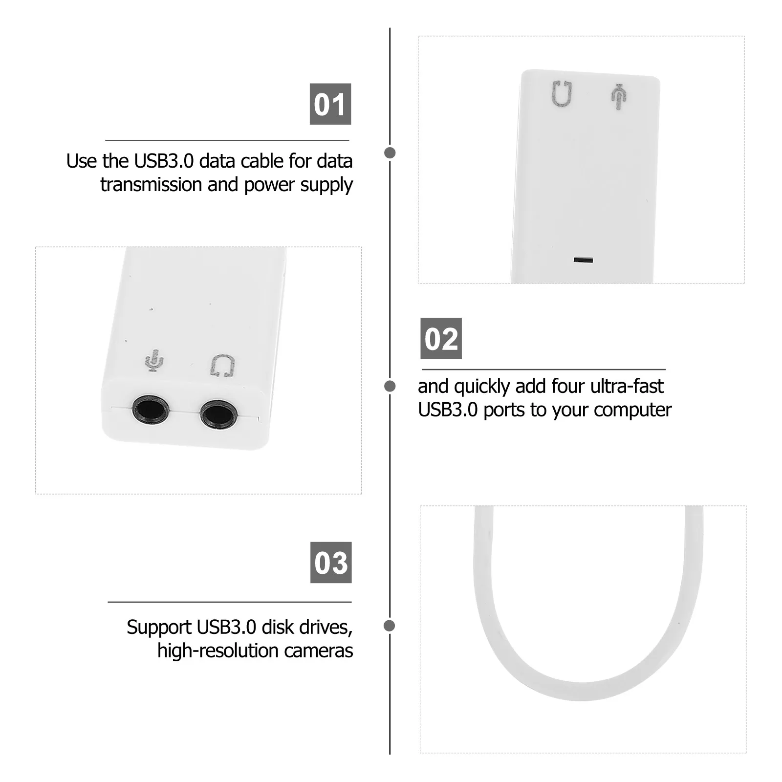 

2 шт. внешних USB-аудиоадаптеров для звуковой карты, высококачественный стерео-адаптер с независимым чипом, защита от помех, для ноутбуков и настольных ПК, простая настройка