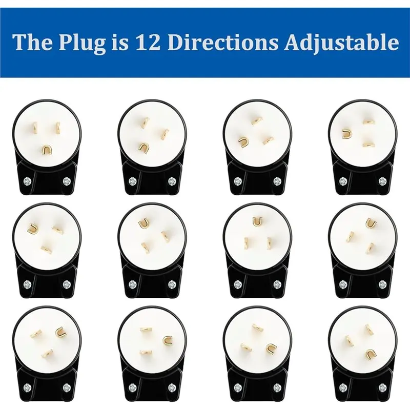 B03B-DIY Rewireable 1 Set/3Pcs Nema 5-15P 90 Degree USA Canada Male Plug, ETL Listed, 15A 125V With 12 Adjustable Directions US