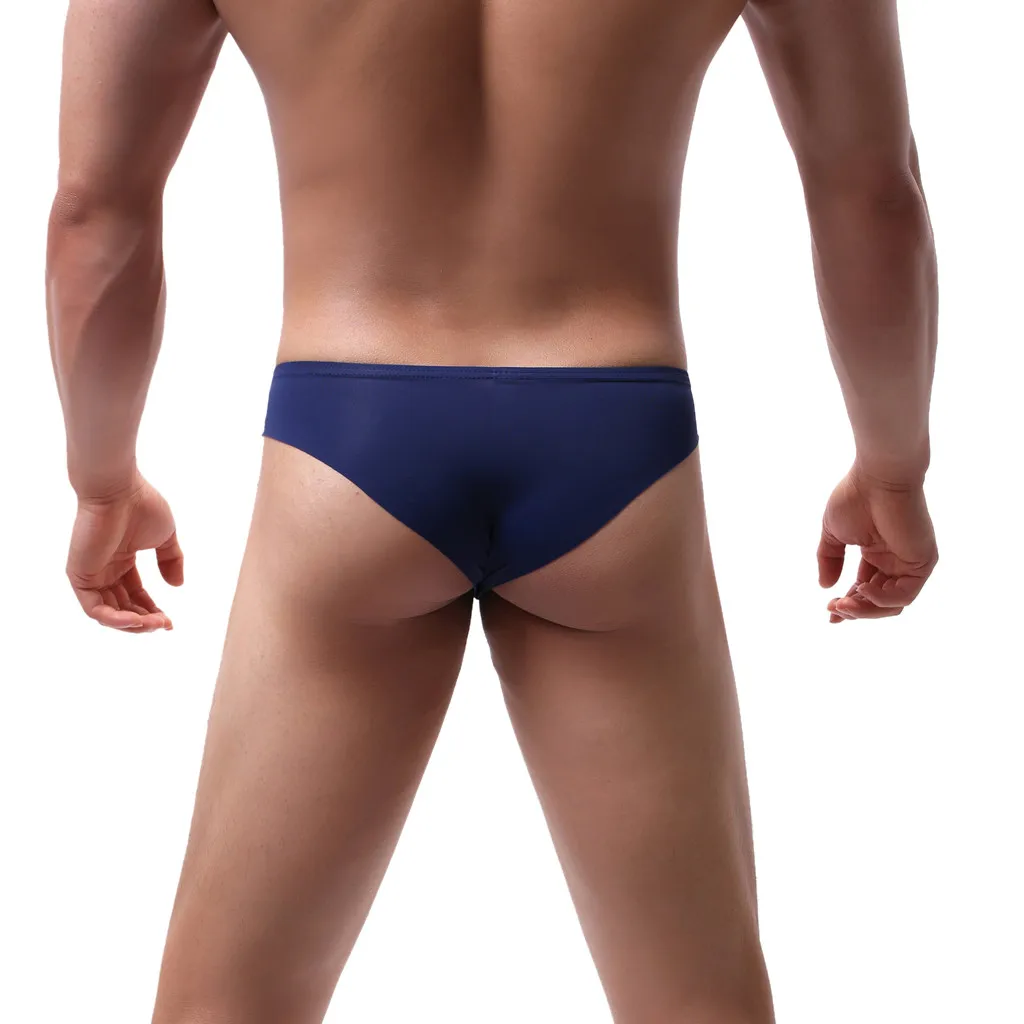 Calzoncillos de seda de hielo para hombre, ropa interior transpirable, sin costuras, Flexible, de cintura baja, Color sólido