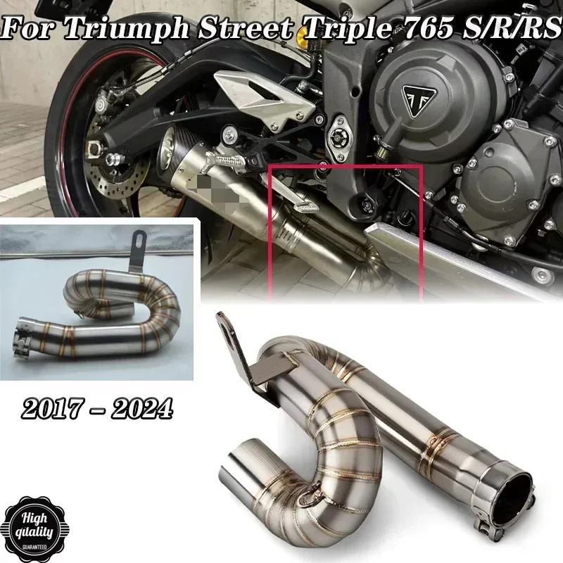 

For Triumph Street Triple 765 S R RS 2017 - 2024 Escape Moto Muffler Modify Connect Tube 50.8mm Motorcycle Exhaust Mid Link Pipe