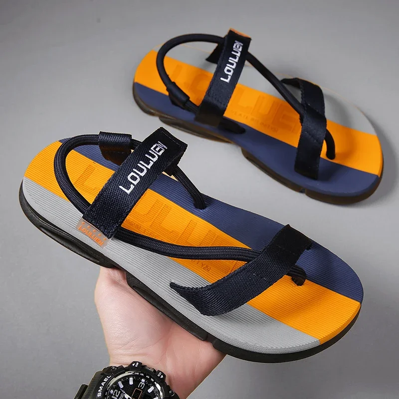 Gladiator Men Sandals Summer Beach Outdoor Slippers Roman Casual Shoes Men Non-slip Flip Flops Slip-On Slides Pantuflas