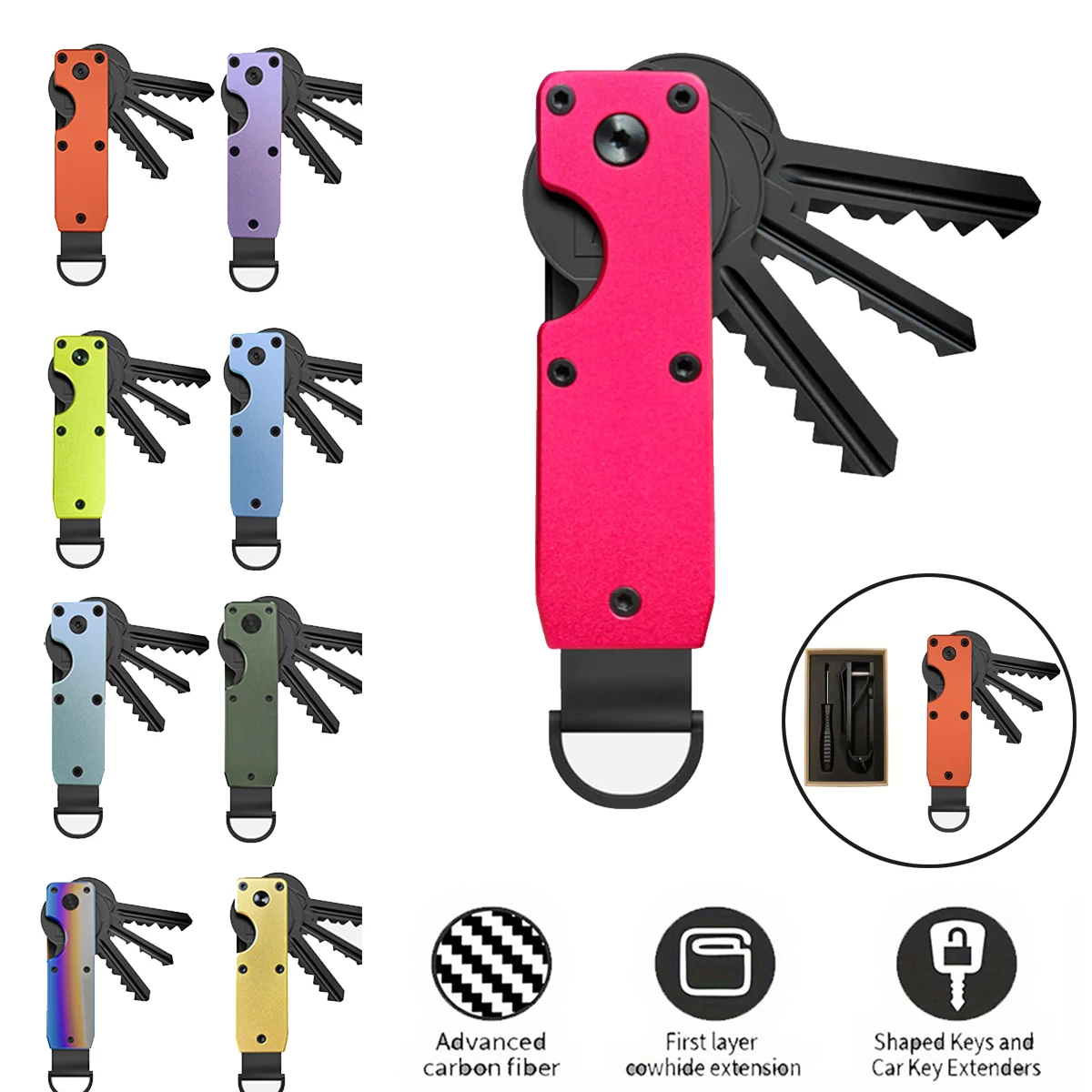 Key Organizer - Compact Metallic Key Holder | Minimalist Innovative Keyholder | Smart Keychain Secures