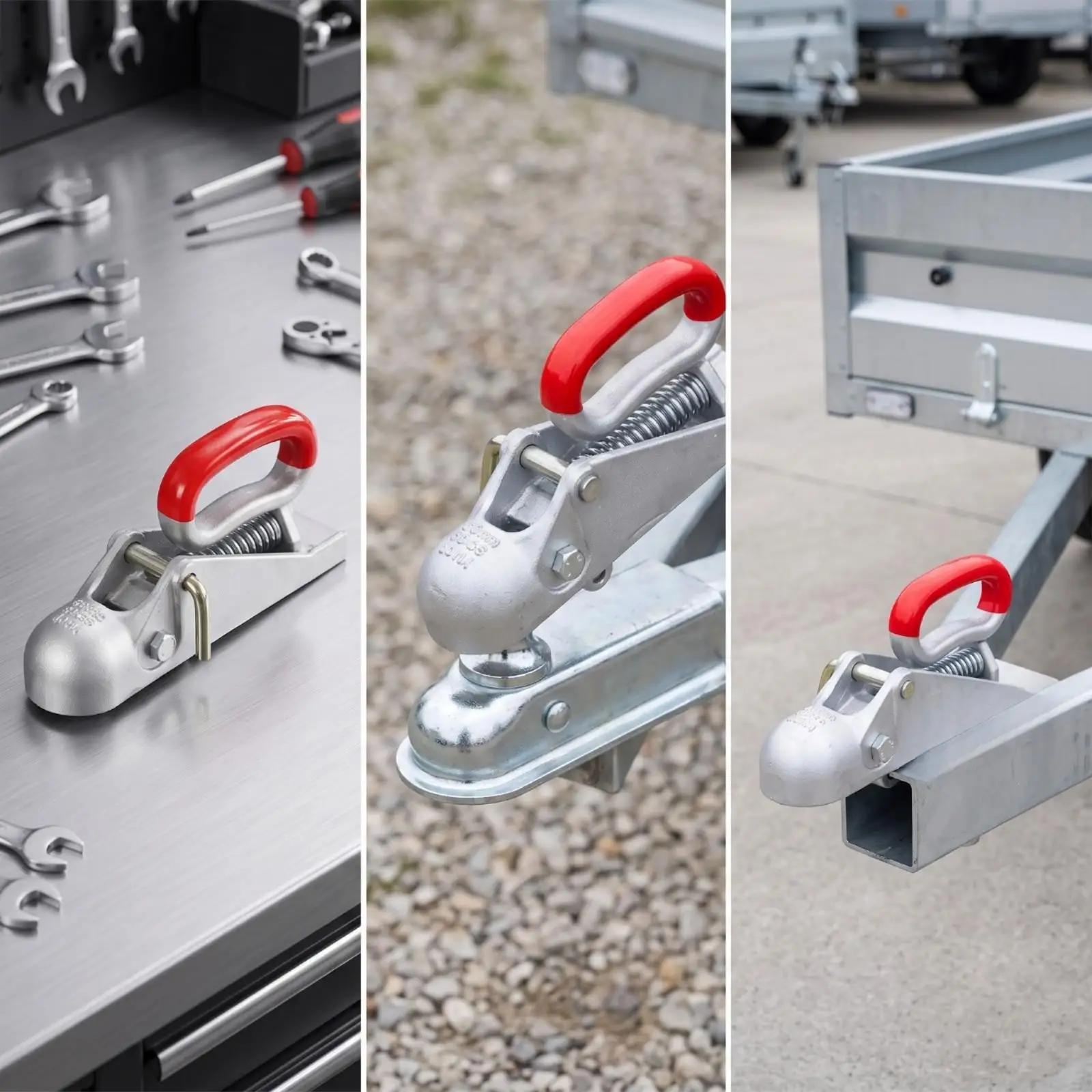 Heavy Duty Trailer Coupler Connector with Locking Lever Cast Steel Built in Mounting Section