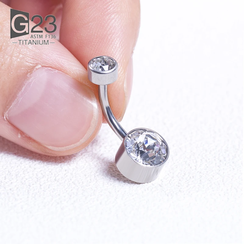 G23 Titanium Belly Button Rings Navel Ring Zircon Drop Dangle Body Belly Piercing Jewelry For Women Ombligo Navel Nombr Rings