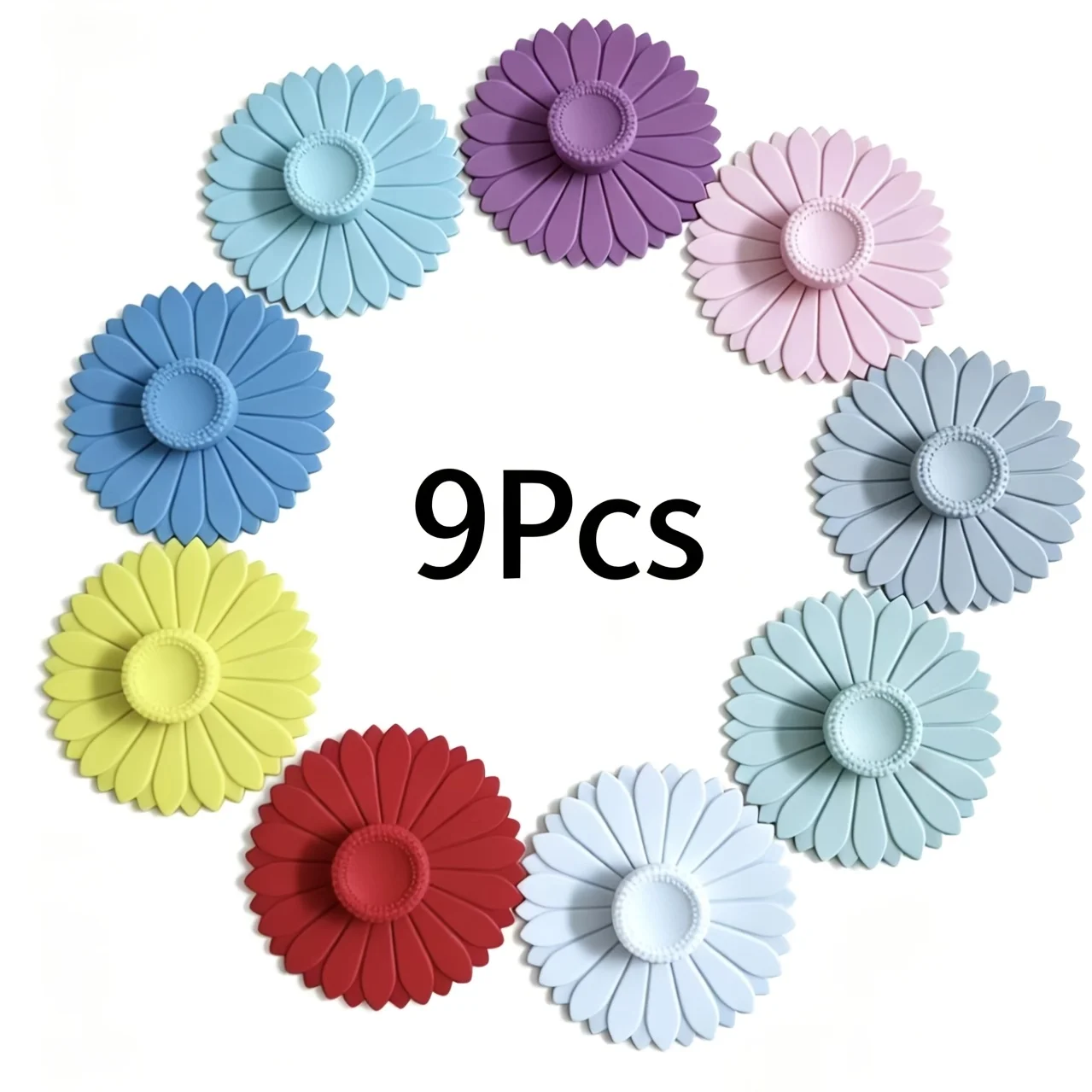 9pcs sunflower Silicone Cup Sleeves, Reusable Silicone Cup Lids, Insect and Fruit Fly Proof Cup Lids Suitable for Various Cups