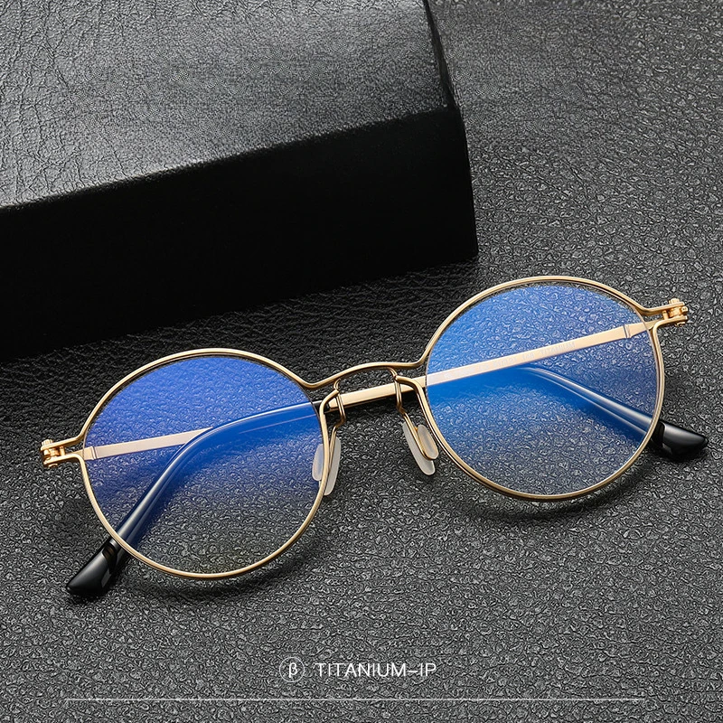 

Pure Titanium Retro Trendy Optical Glasses Frame for Both Male Female Students Ultra Light Anti Blue Light Myopia Glasses Frame