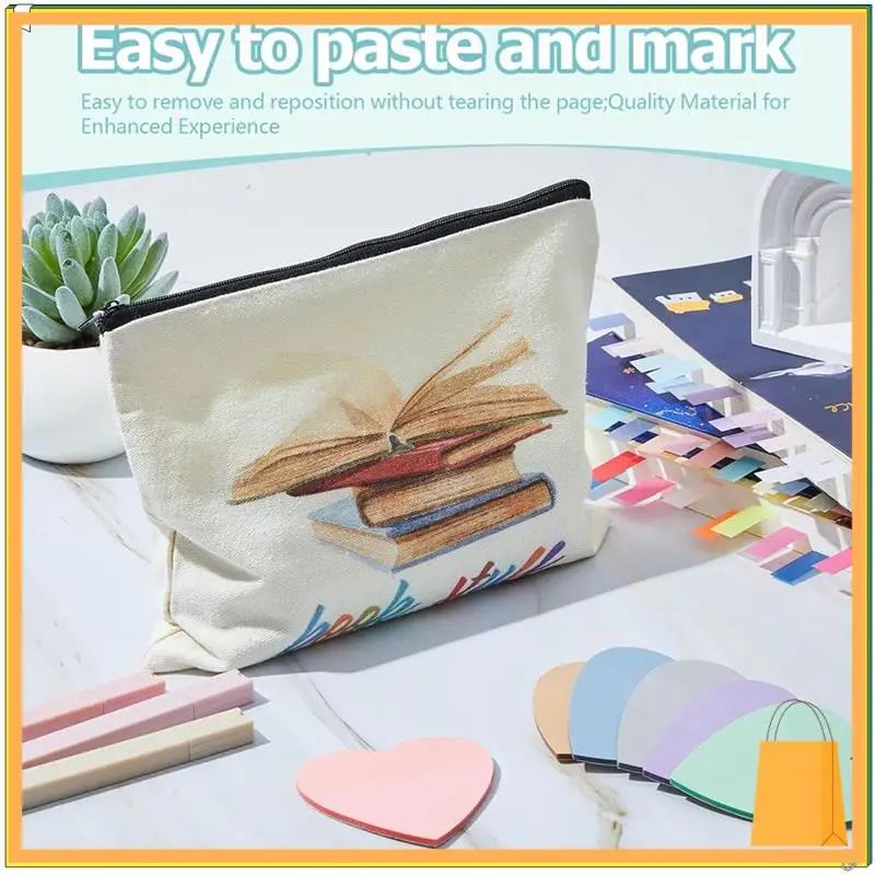 L52A-مجموعة الشرح، حقيبة مقلمة، 300 ملاحظة لاصقة شفافة، 2640 ملصق لاصق، 11 قلم حبر جل، 12 علامة تسليط الضوء على