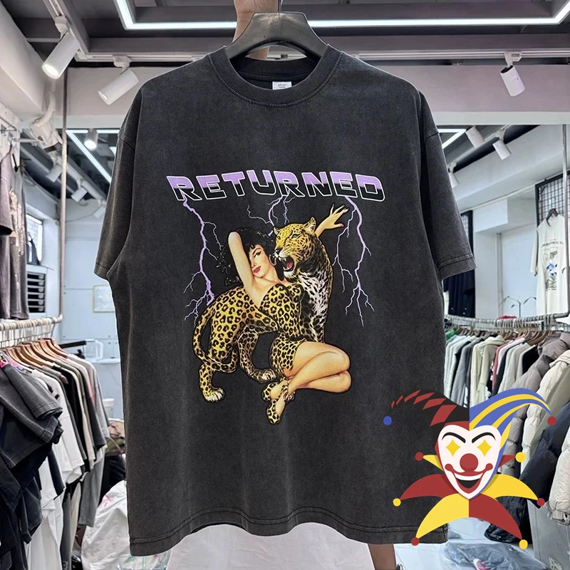 

RETURUED Lightning Leopard Print T Shirt Best Quality Tee T-Shirt Tops