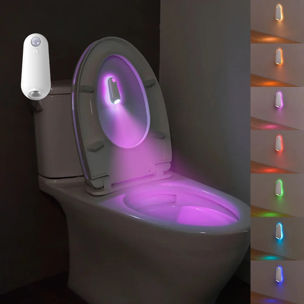 

USB rechargeable eight color toilet light, bathroom body sensor light, floor lamp, night light suitable for home decoration