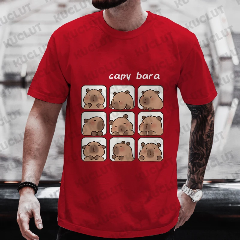 Men T-Shirt Short Sleeve Tees Fashion Anime Cartoon Capibara Graphic Y2k Tops Male Hip Hop Streetwear Casual Oversized Clothes image 3