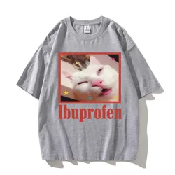 Ibuprofen Cat Meme T shirt Cotton High Quality male Pastel Graphic Classic t shirt aesthetic Colorful Grunge Retro 80s Punk