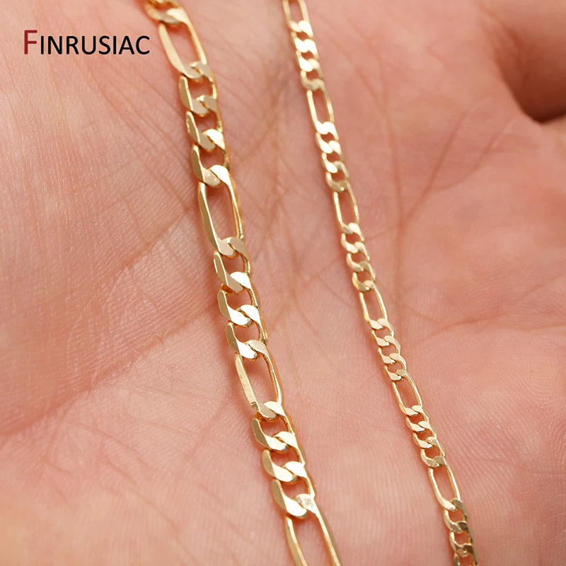14K Gold Plated Copper Metal Cable Chain For Jewellery Making Wholesale Chains DIY Necklace Bracelet Material