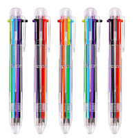 1/3/5Pcs Multicolor Gel Pens 0.5mm Retractable Ballpoint Pens 6 Colors Transparent Barrel  School Office Supplies Students