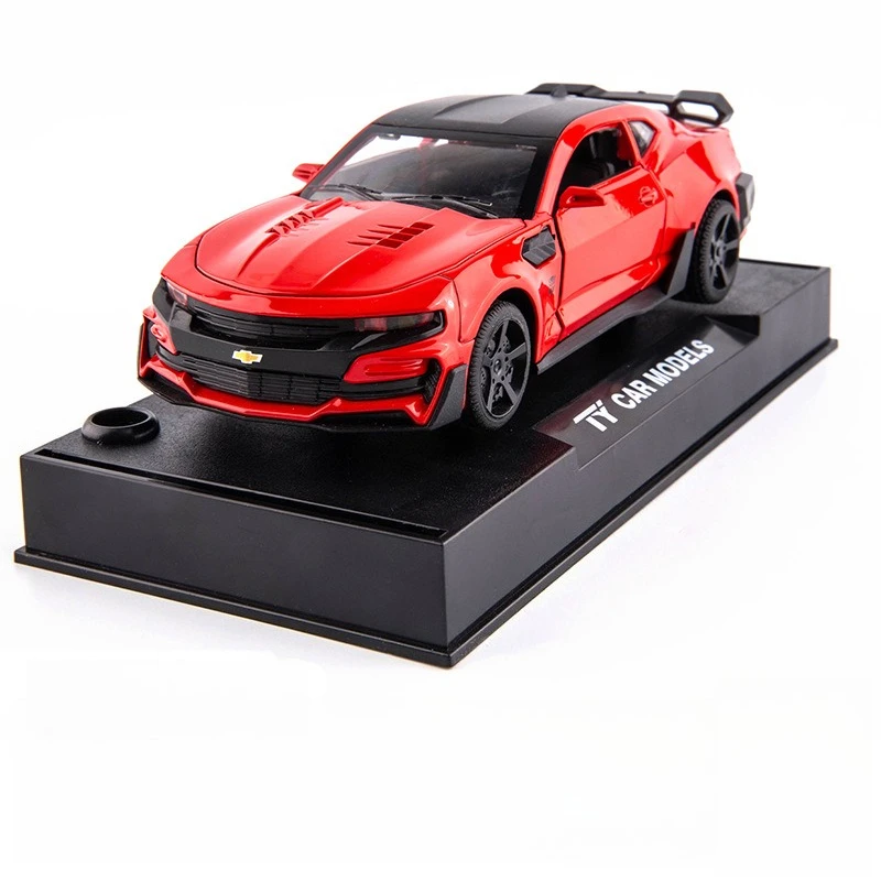 Scale 1/32 Camaro Toys Model Car Alloy Metal Diecast With 4 Door Opened Sound Light Pull Back Vehicle for Boy Gift Collection