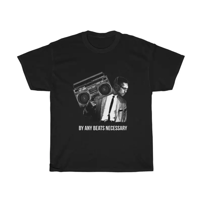 Malcolm X Hip Hop T-Shirt: Radio Graphic Tee ,Graphic Short Sleeve Crew Neck Cotton T-Shirt