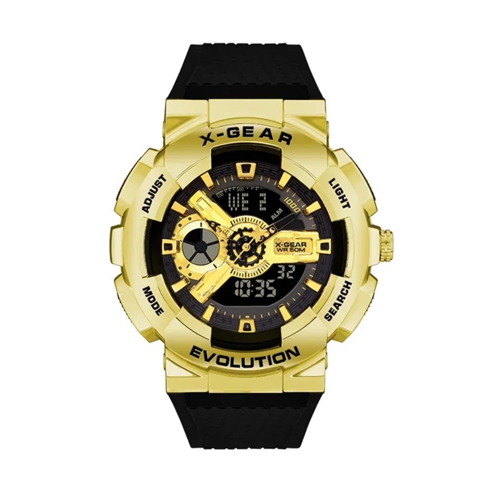 Ударопрочные часы GM110, спортивные электронные часы унисекс, циферблат из сплава, мировое время, полнофункциональные дубовые серии, светодиодные