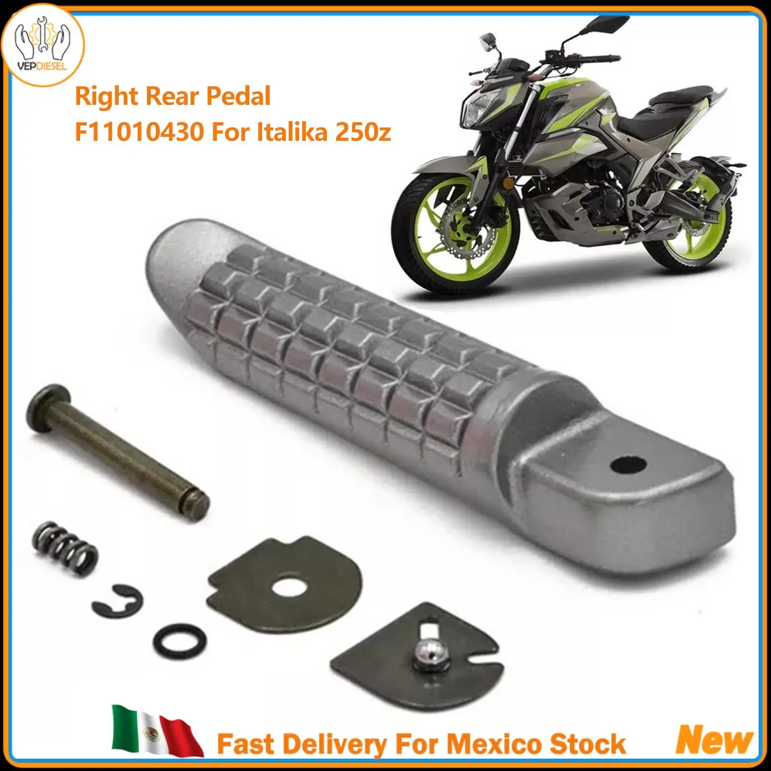 New Right Rear Pedal F11010430 For Italika 250z 2019-2022 Motorcycle Accessories Aluminium Alloy