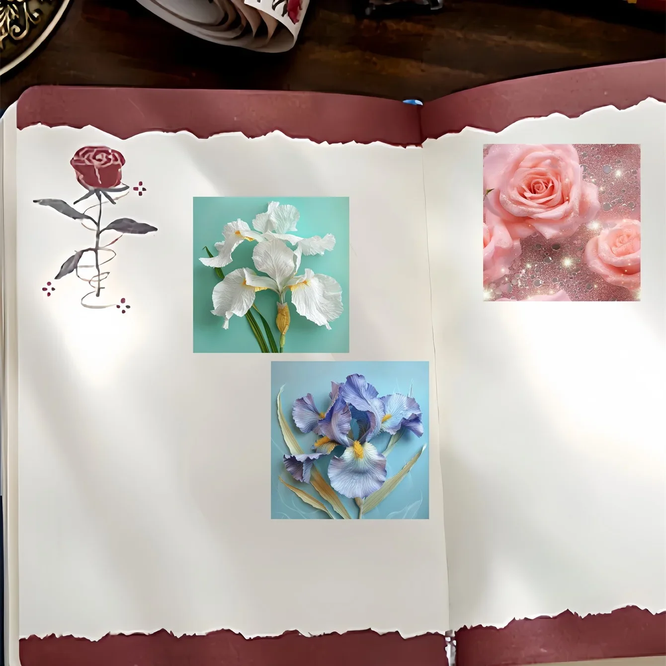 15 قطعة ألوان مائية لطيفة ورق جميل زهور القزحية ملصقات لسجل القصاصات ، ألبوم ذاتي الصنع Ins نمط زينة المجلات القرطاسية