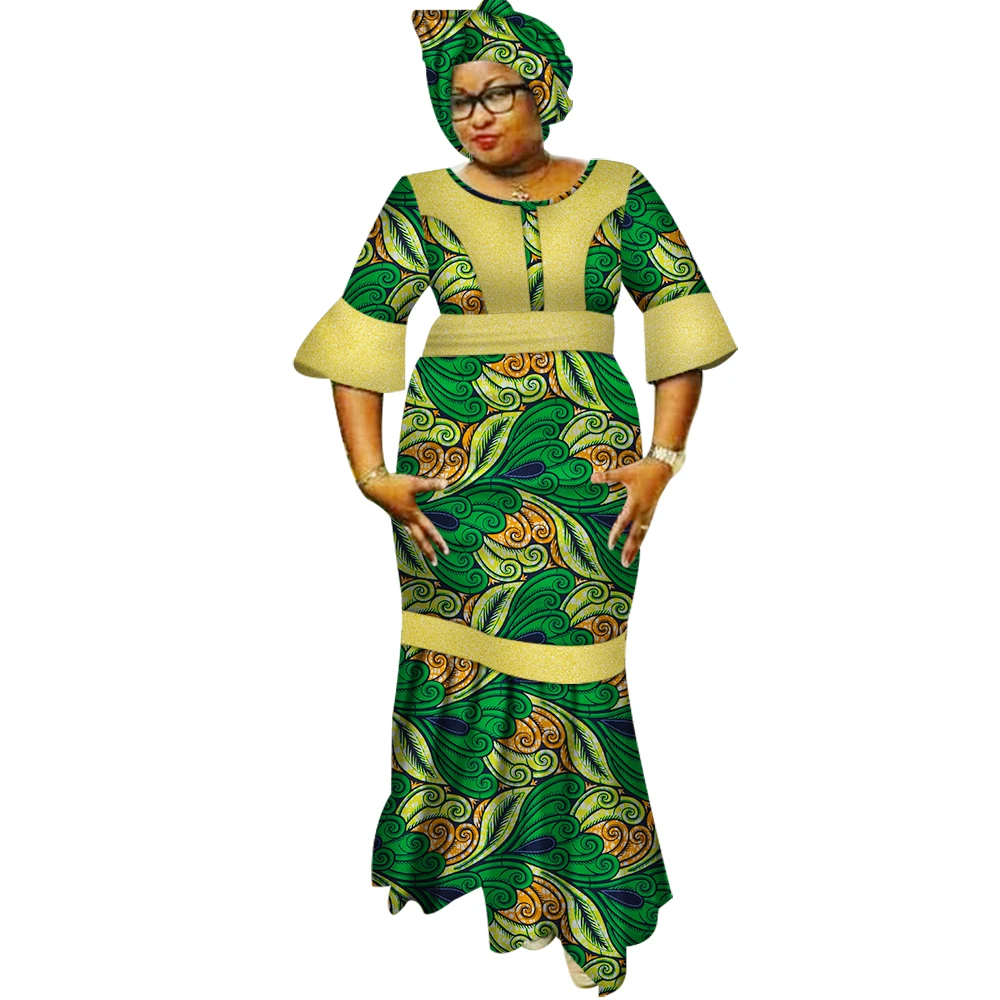 

Dashiki женские длинные платья с платком и половиной рукава африканские лоскутные платья для женщин одежда в африканском стиле WY3183