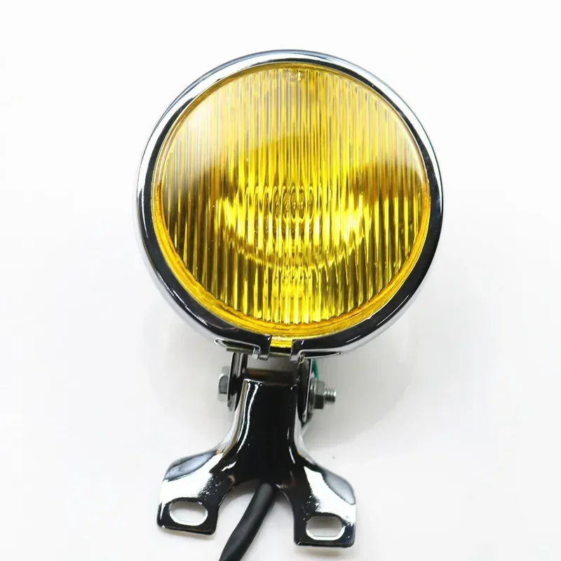 

5-дюймовая хромированная янтарная фара для мотоцикла, фара для мотоцикла Cruiser Cafe Old School Custom