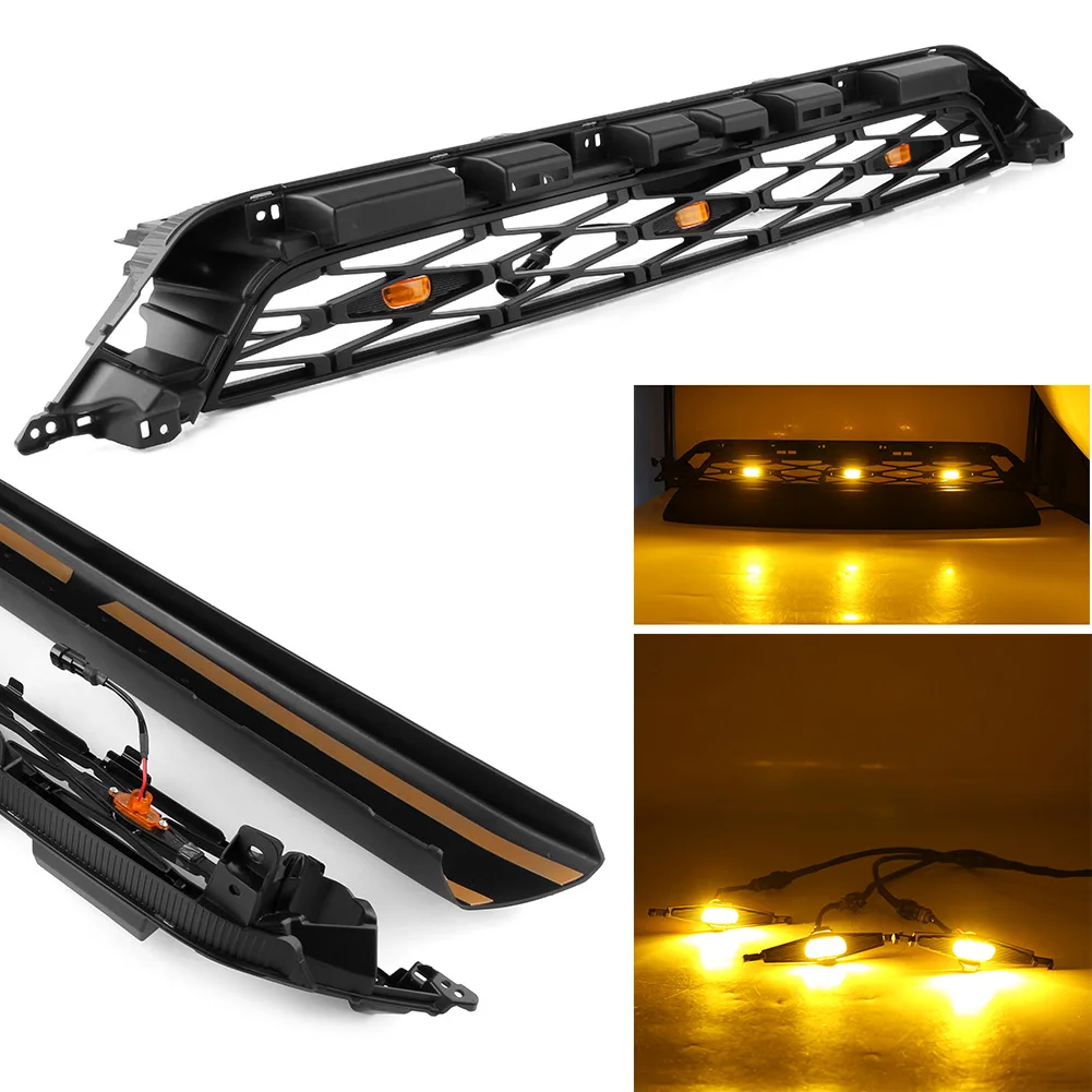 

Car Front Grill ABS Racing Upper Grille w/Amber Light For Toyota 4Runner TRD Pro 2014 2015 2016 2017 2018 2019 Auto Parts