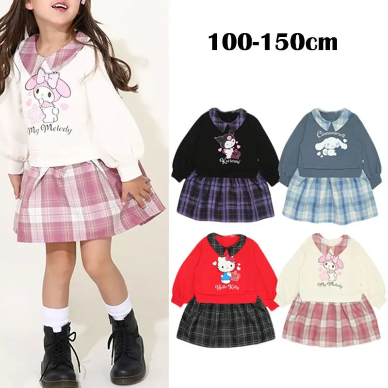 

Платья принцессы Kuromi Melody с героями мультфильмов Sanrio, платья Hello Kitty для девочек, летняя юбка с длинными рукавами, вечерние подарки для детей на открытом воздухе