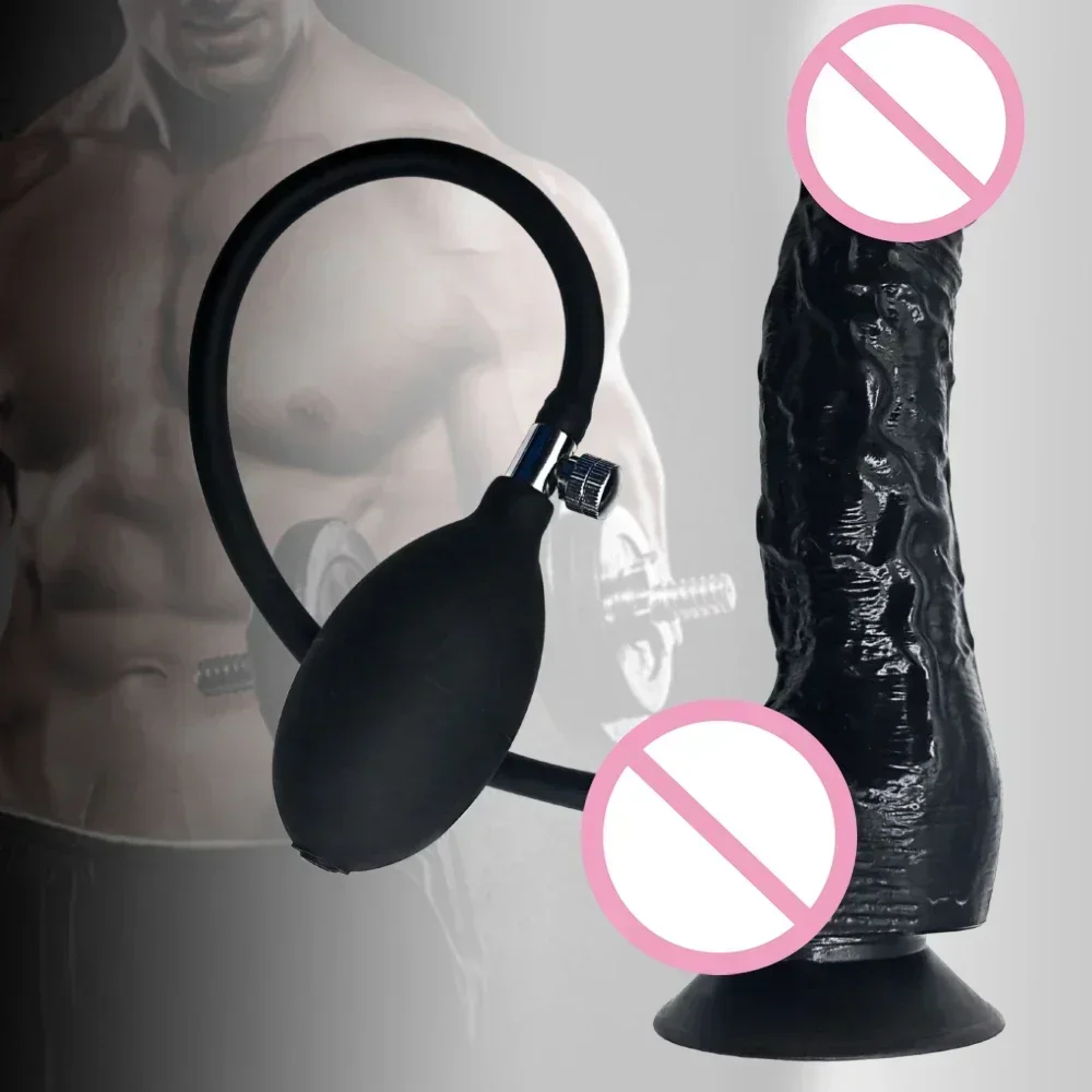 Inflatable Realistic Dildo Suction Cup Pump Butt Plug Expandable Sex Toy Adult Products for Men Women Goods Anal Sex Toy