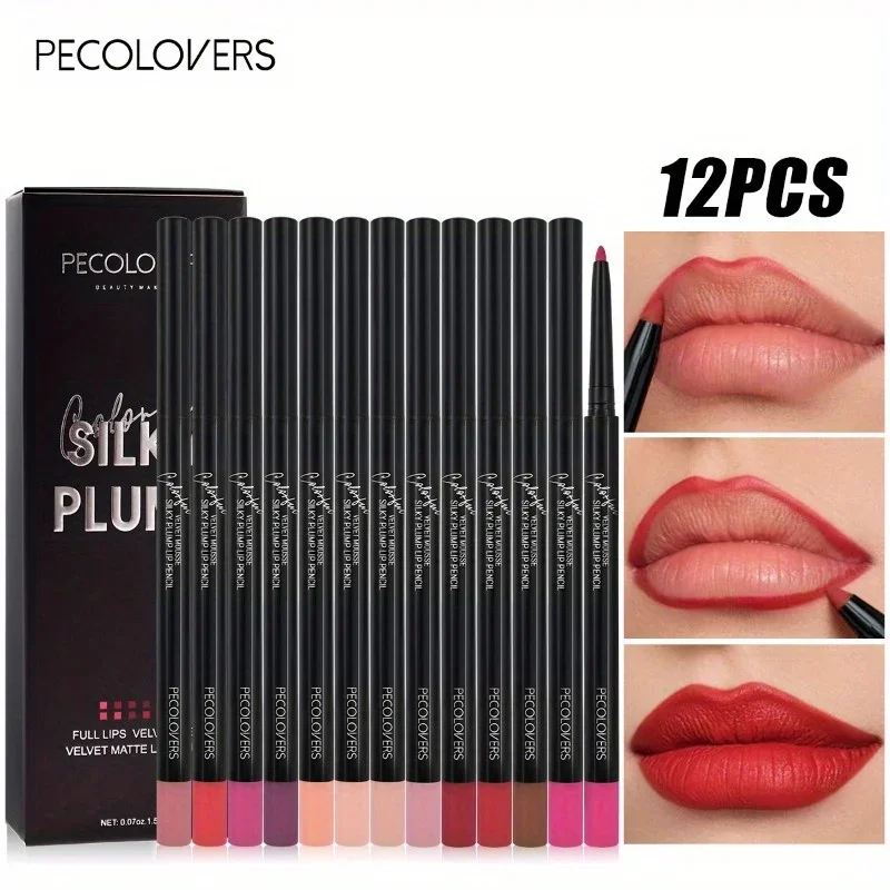 12PCS/Set Professional Multi-functional Lipliner Pencil Long Lasting Waterproof Lip Eye Brow Makeup Colorful Lip Liner Pens