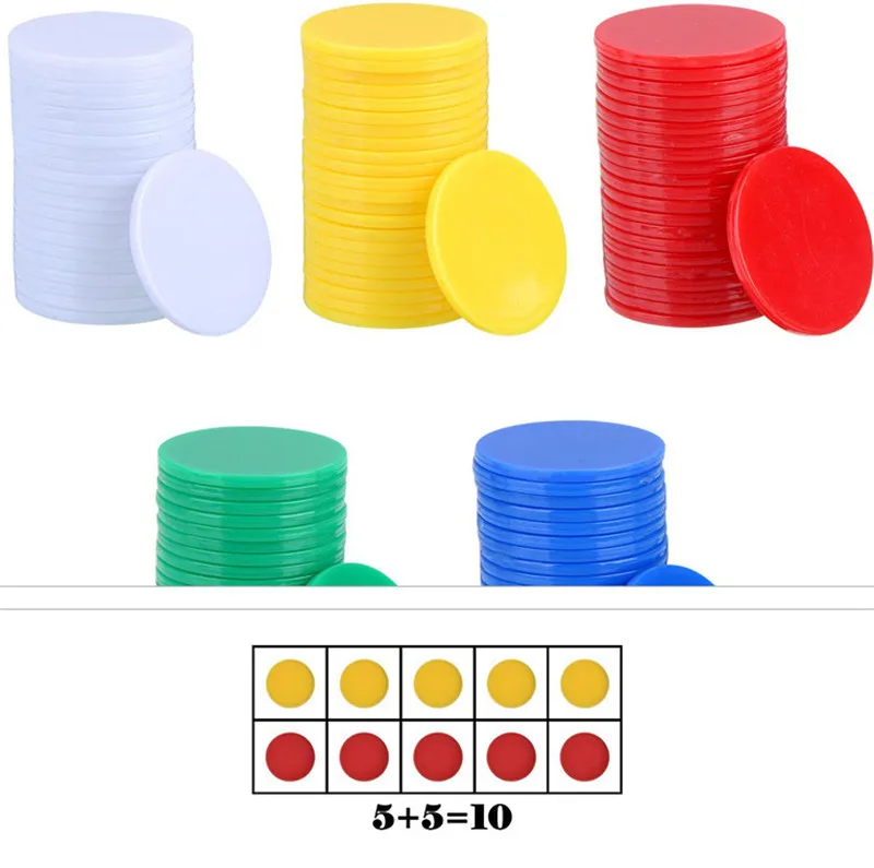 100pcs 19mm Transparent Chips Plastic Counting Supplies Counters For Maths Board Game Token