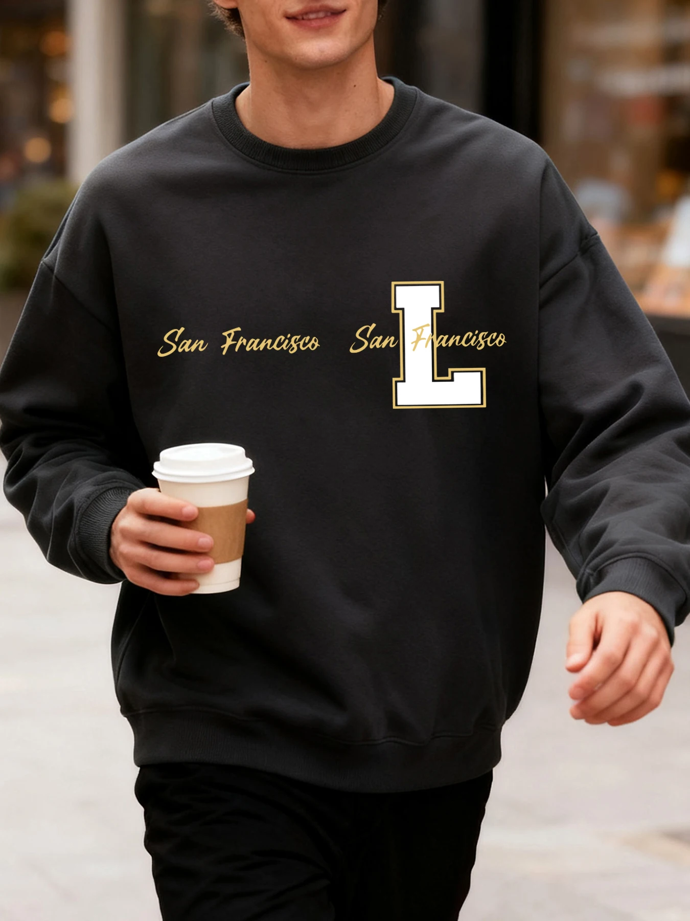 سان فرانسيسكو رسالة L الطباعة الرجال البلوز المعتاد عارضة السترة أزياء الخريف الملابس فضفاضة Crewneck الشارع الشهير