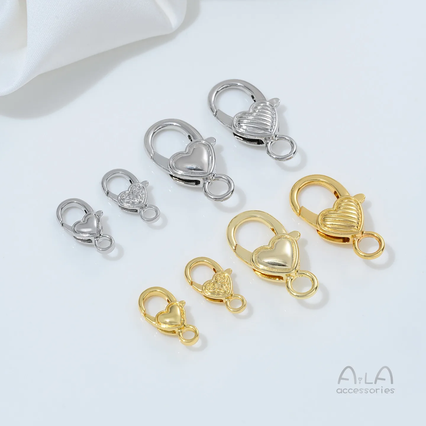 Copper Plated 18K Gold Spring Lobster Buckle Bright Love Handmade DIY Hand Necklace Ending Button Head Keychain Accessories