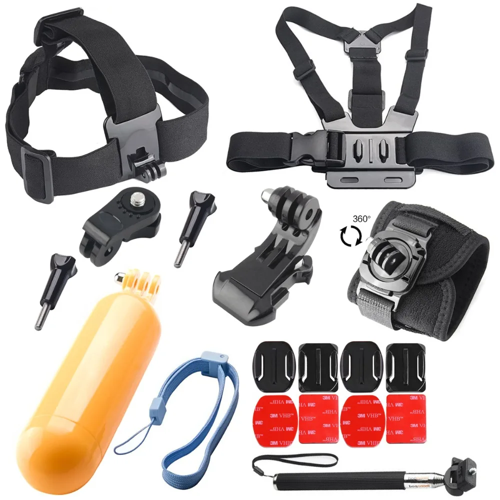 Top Kit Set for Gopro 10 9 8 7 6 5 4 Monopod Tripod Chest Strap Action camera Accessories for Xiao Yi 4k